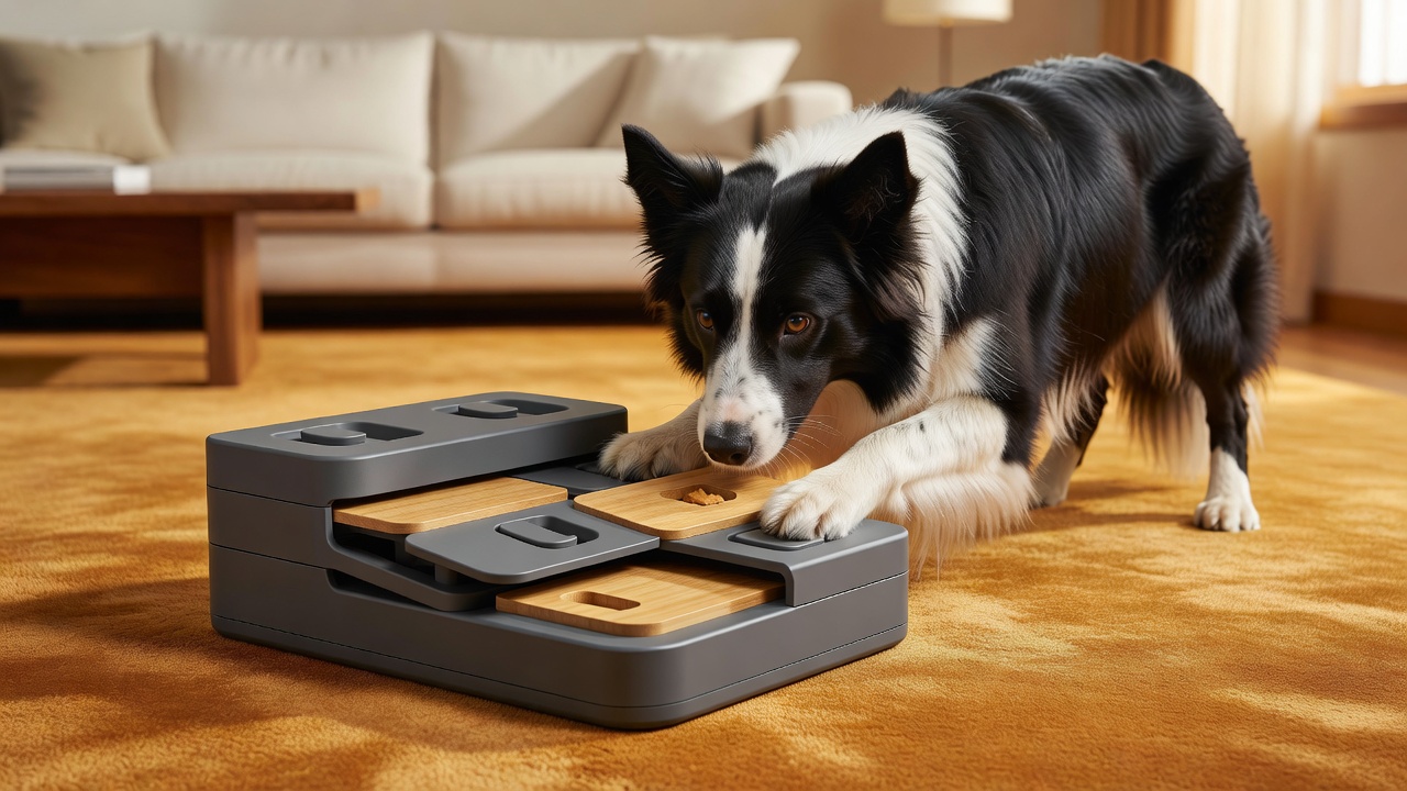 Border Collie with Puzzle Toy