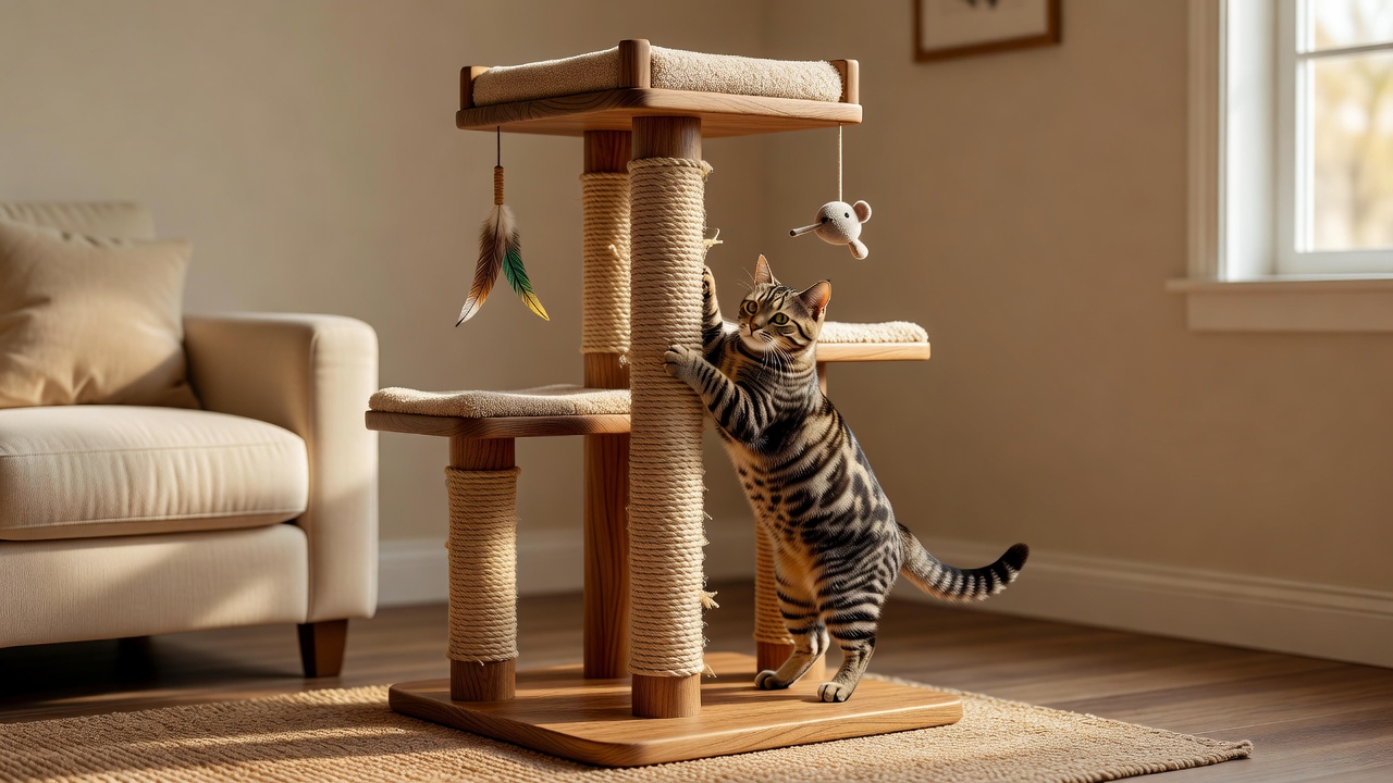 Wooden Cat Scratching Post